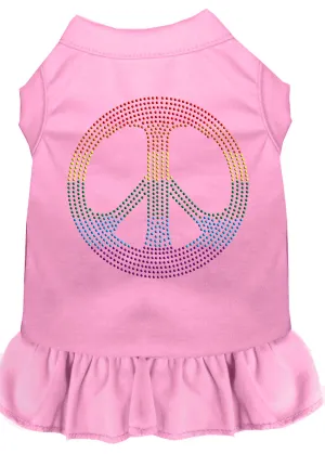 Rhinestone Rainbow Peace Dress Light Pink Sm