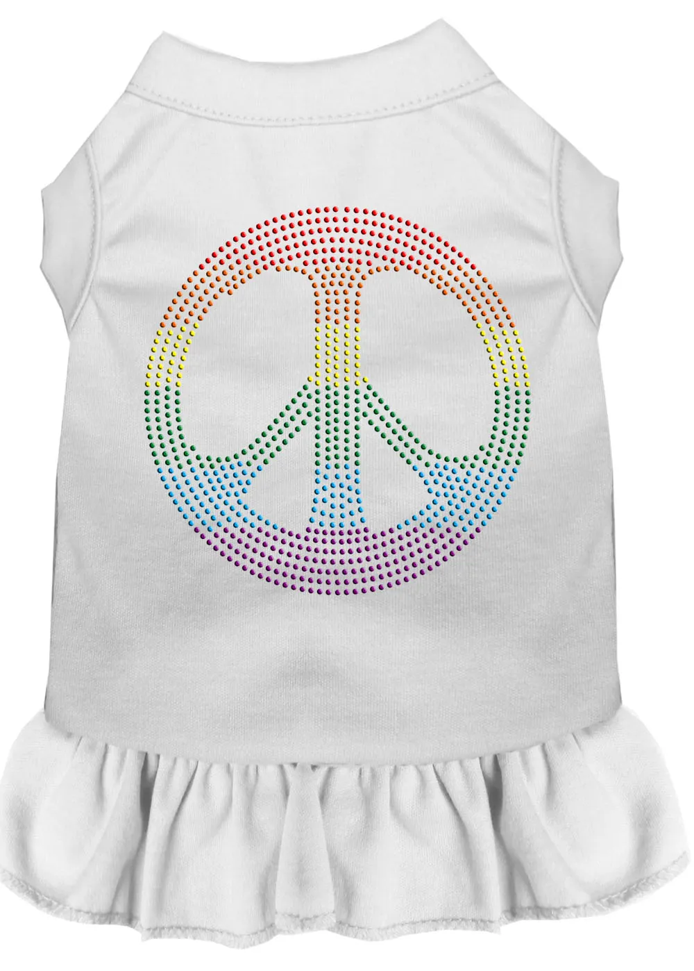 Rhinestone Rainbow Peace Dress White 4x