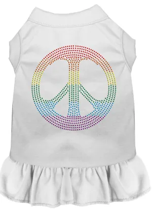 Rhinestone Rainbow Peace Dress White 4x