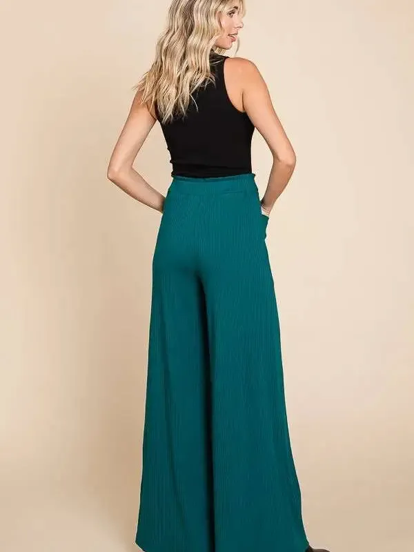 Ruching Frill Wasit Wide Pants