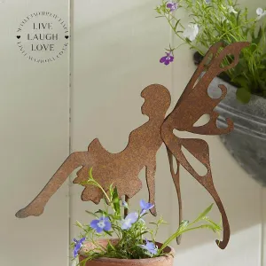 Rustic Sitting Fairy Pot Stake