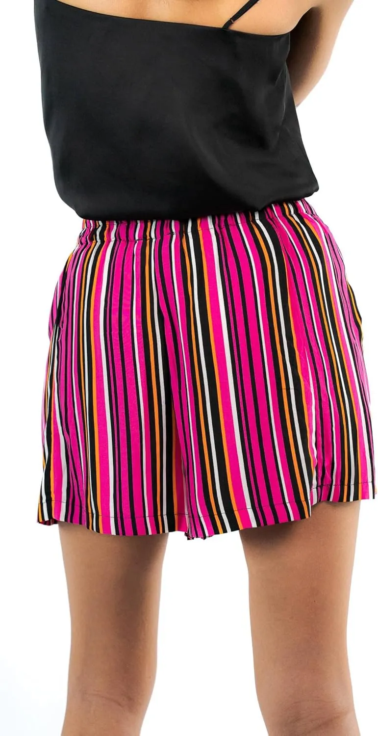 SANDY & SID 2025 Summer Womens Shorts Dressy Elastic Waist Pull On 5 Inch Inseam Pockets High Rise Stretchy Beach Casual Wear