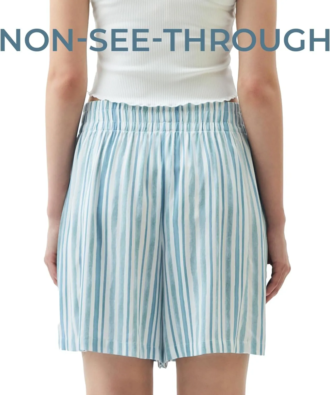 SANDY & SID 2025 Summer Womens Shorts Dressy Elastic Waist Pull On 5 Inch Inseam Pockets High Rise Stretchy Beach Casual Wear