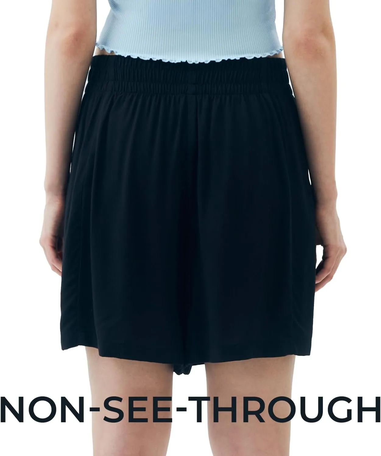 SANDY & SID 2025 Summer Womens Shorts Dressy Elastic Waist Pull On 5 Inch Inseam Pockets High Rise Stretchy Beach Casual Wear