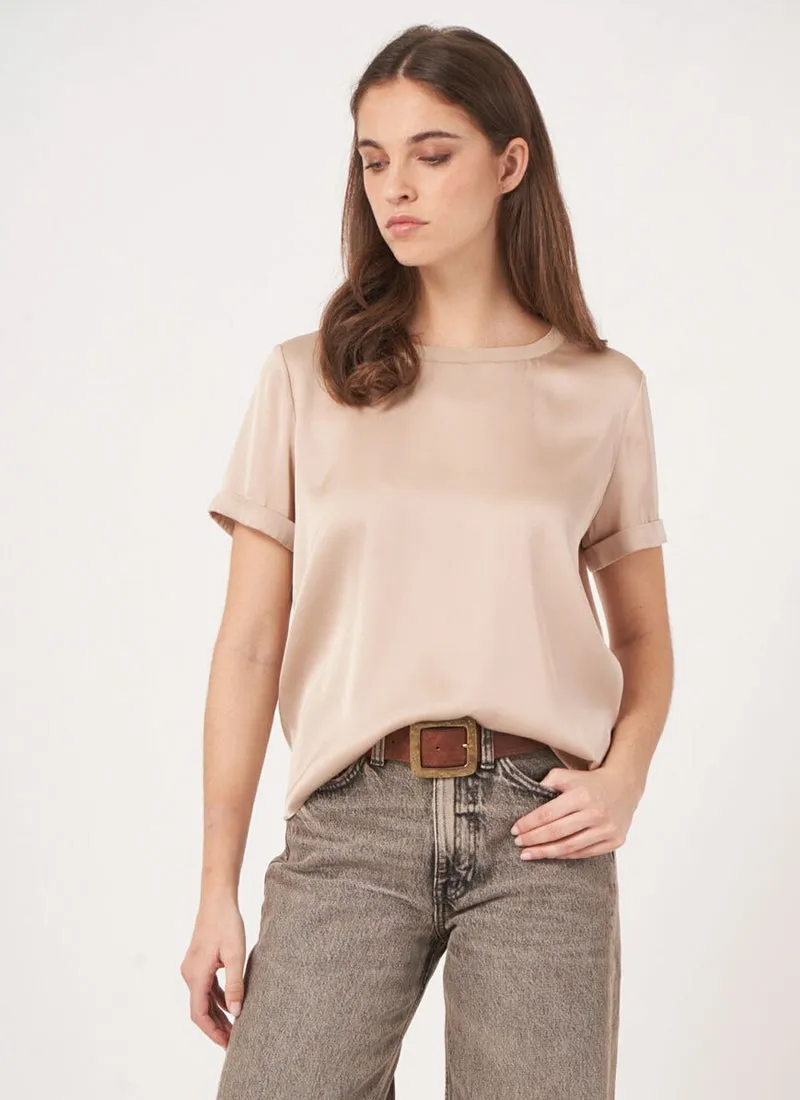 Satin Effect Short Sleeve Blouse