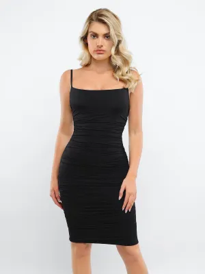 Shapewear Ruched Bodycon Midi Dress