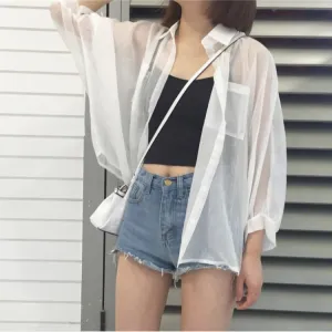Summer Sunscreen Women Korean All-Matching Slim-Look Thin Loose Cardigan