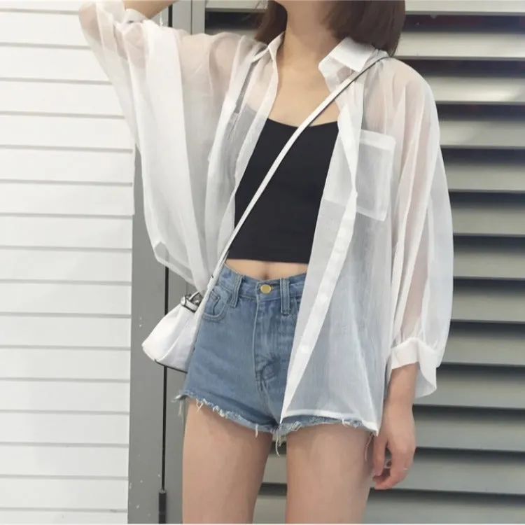 Summer Sunscreen Women Korean All-Matching Slim-Look Thin Loose Cardigan