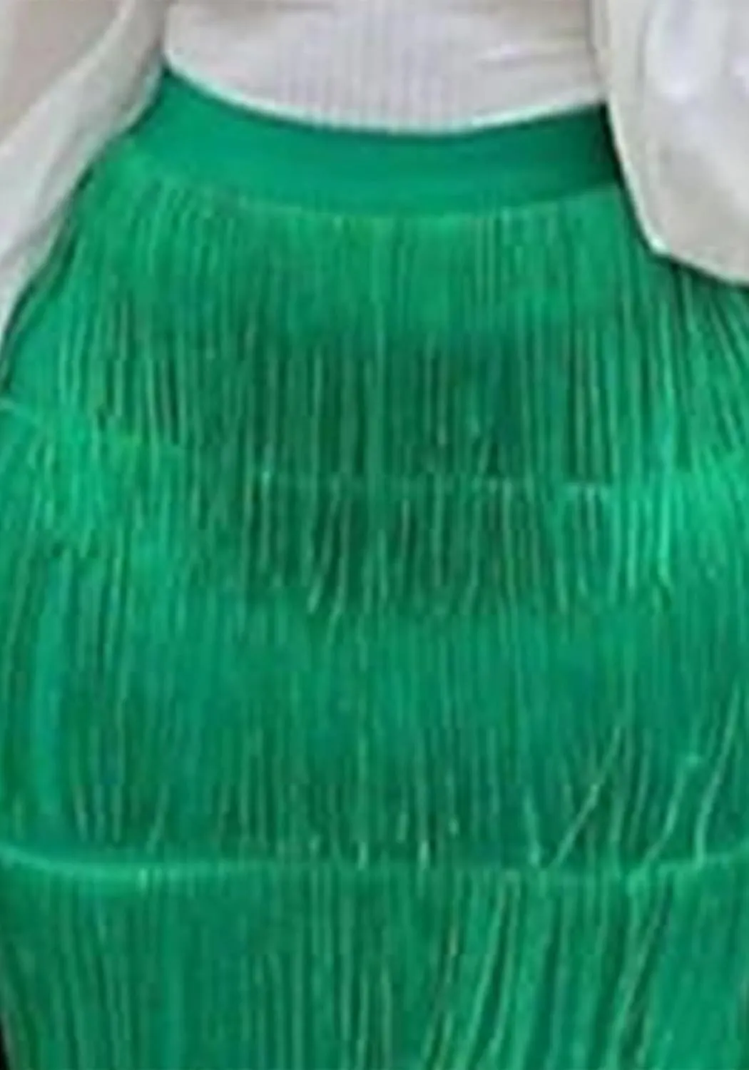 Tcremisa Women's Fringe Skirt High Waist Tassels Skirt Solid Stretchy Club Party Midi Skirts