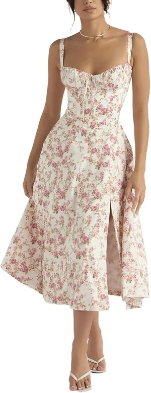 TICBRY Print Bustier Dress Women Sexy Strap Backless Slim Maxi Dress Summer Elegant Sleeveless Evening Club Party Sundress