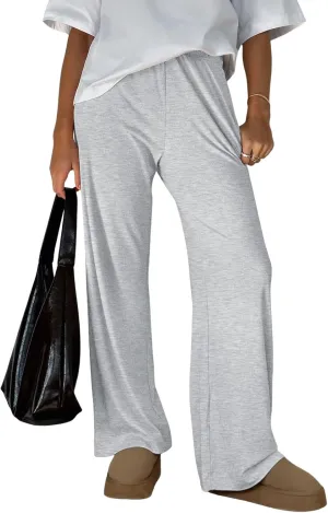 Trendy Queen Womens Wide Leg Pants Sweatpants Comfy Lounge Baggy Flowy Ribbed Pajama Pants Fall Fashion Clothes Outfits 2025