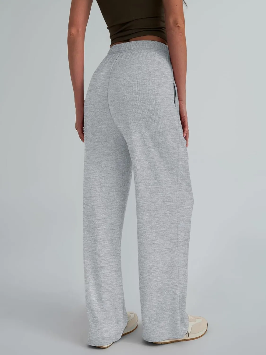 Trendy Queen Womens Wide Leg Pants Sweatpants Comfy Lounge Baggy Flowy Ribbed Pajama Pants Fall Fashion Clothes Outfits 2025