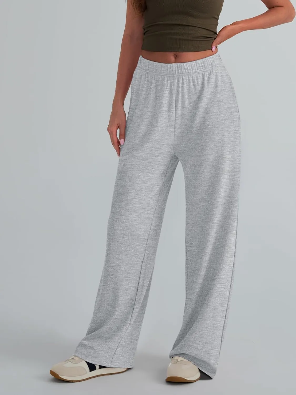 Trendy Queen Womens Wide Leg Pants Sweatpants Comfy Lounge Baggy Flowy Ribbed Pajama Pants Fall Fashion Clothes Outfits 2025
