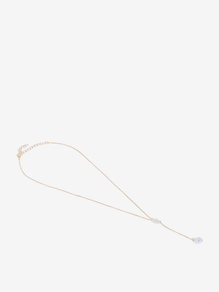 Westside Accessories Gold Pearl Y-Chain Necklace