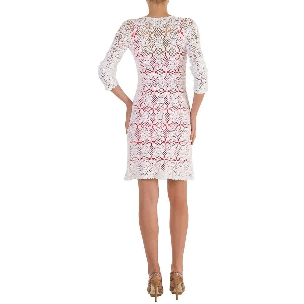 White long crochet  cardigan long sleeves