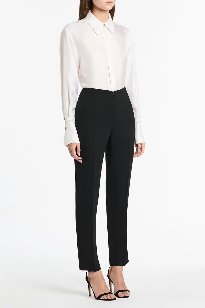 WHITE SILK TWILL RELAXED SHIRT