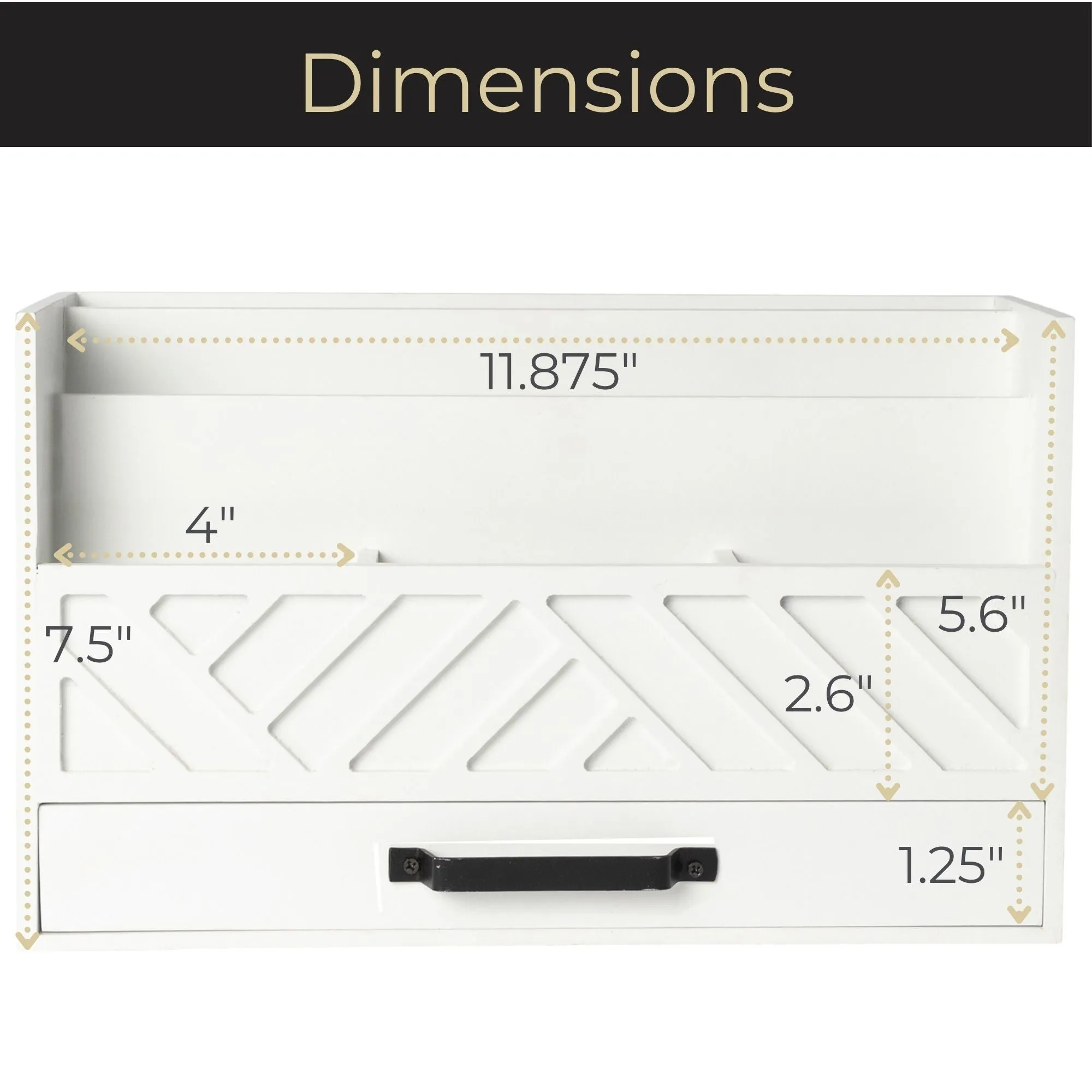 White Wooden Mail Organizer with Drawer