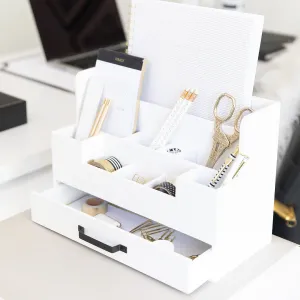 White Wooden Office Supplies Organizer