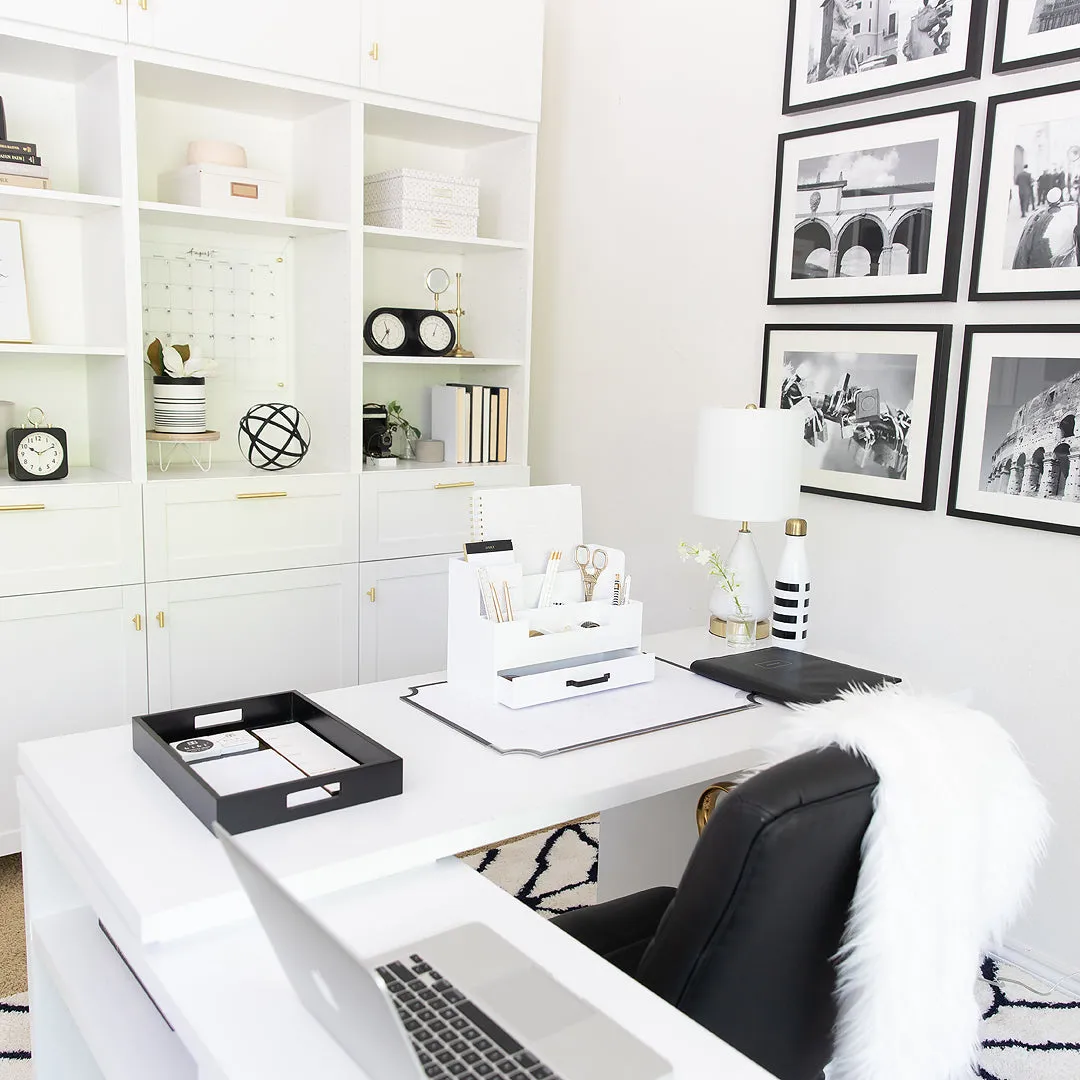White Wooden Office Supplies Organizer