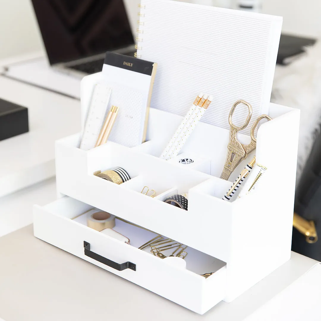 White Wooden Office Supplies Organizer