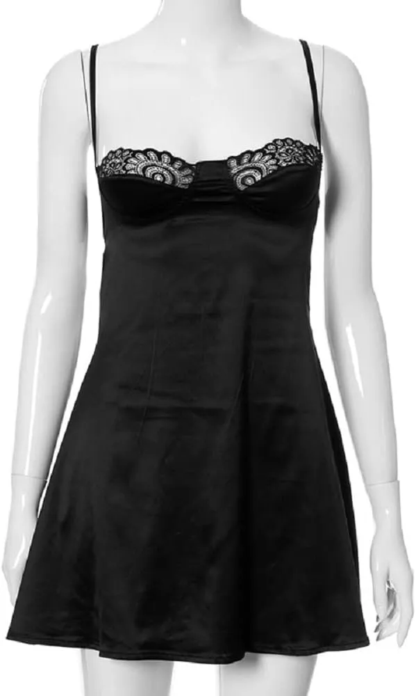 Women Lace Short Bodycon Dresses Vintage Ruffle A-Line Mini Dress Elegant Backless White Sundress Y2K Clubwear