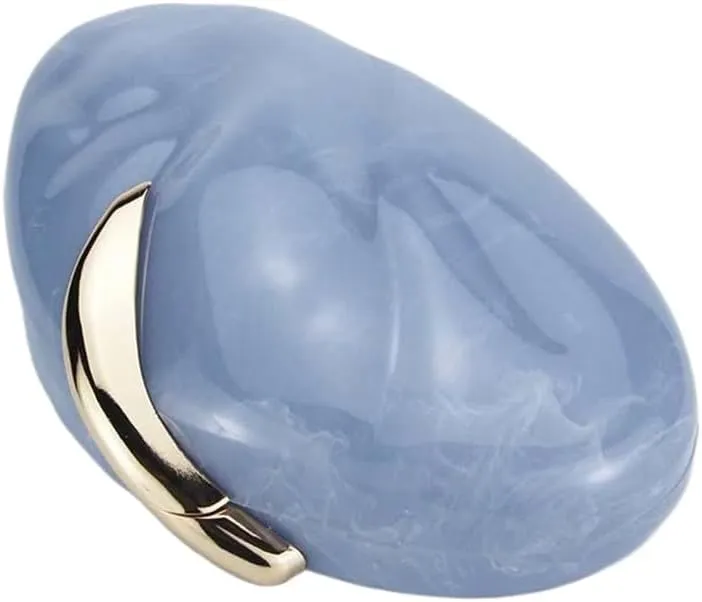 Women Metal Decor Egg Acrylic Clutch Chic Marbling Evening Bag Shell Purse Crossbody Bag for Party Prom Casual