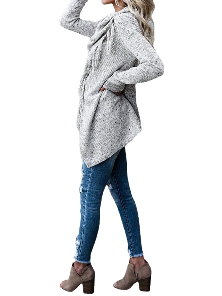 Women Winter Warm Long Sleeve Tassel Sweater Coats Outwears