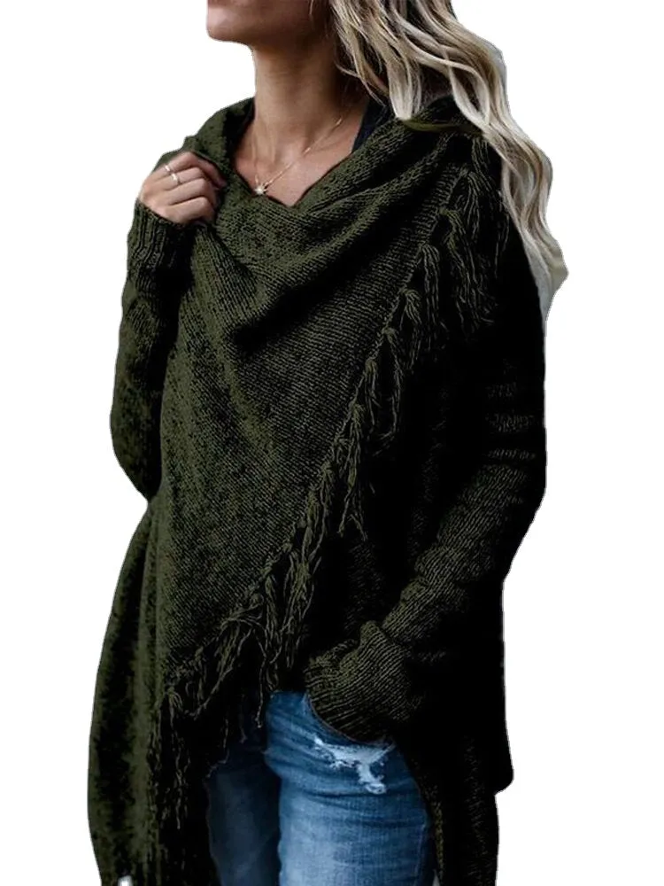 Women Winter Warm Long Sleeve Tassel Sweater Coats Outwears