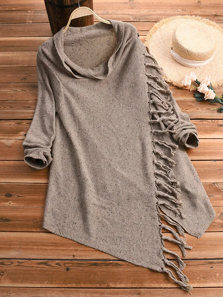Women Winter Warm Long Sleeve Tassel Sweater Coats Outwears