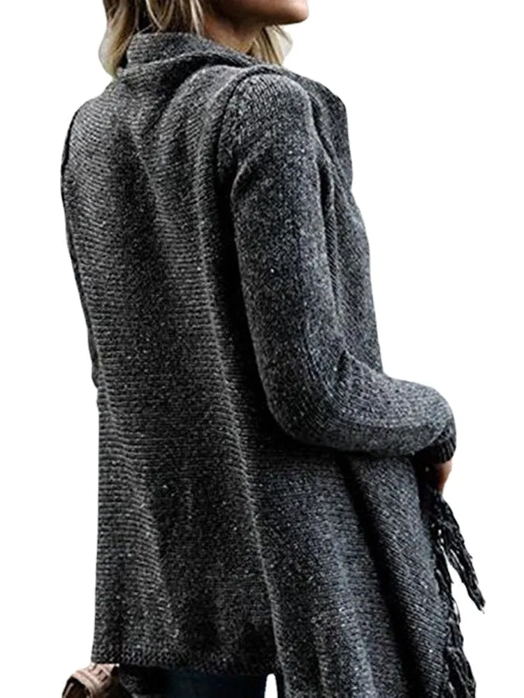 Women Winter Warm Long Sleeve Tassel Sweater Coats Outwears