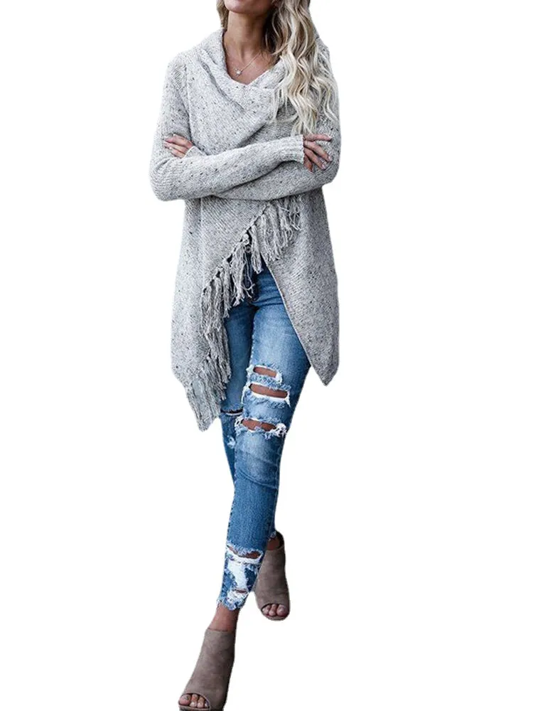 Women Winter Warm Long Sleeve Tassel Sweater Coats Outwears