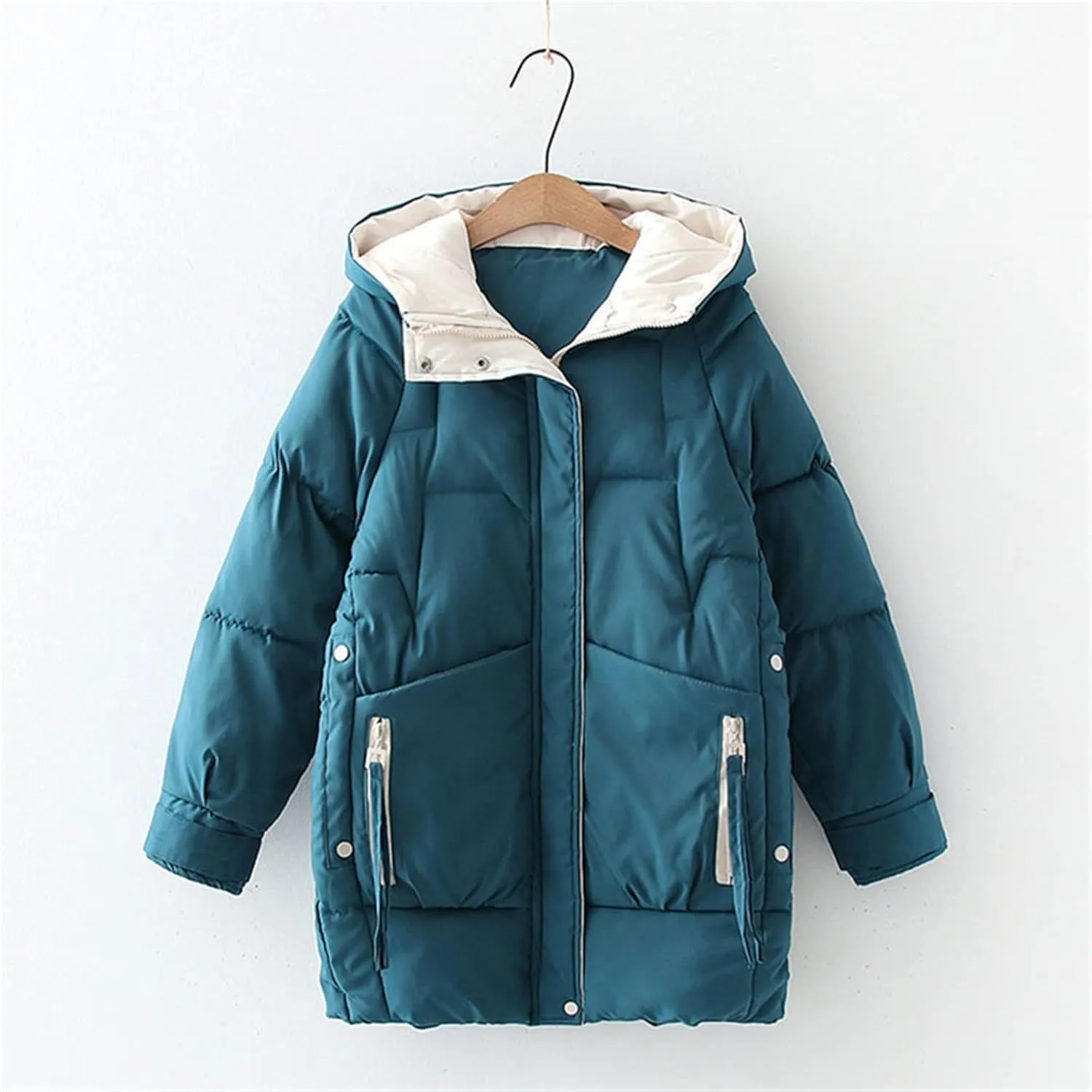 Women Winter Warm Thick Hooded Cotton Down Jacket Long Padded Parka For Women Oversize Winter Loose Cotton Coat