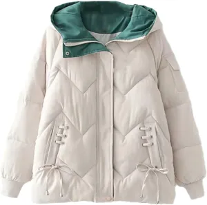 Women Winter Warm Thick Hooded Cotton Down Jacket Long Padded Parka For Women Oversize Winter Loose Cotton Coat