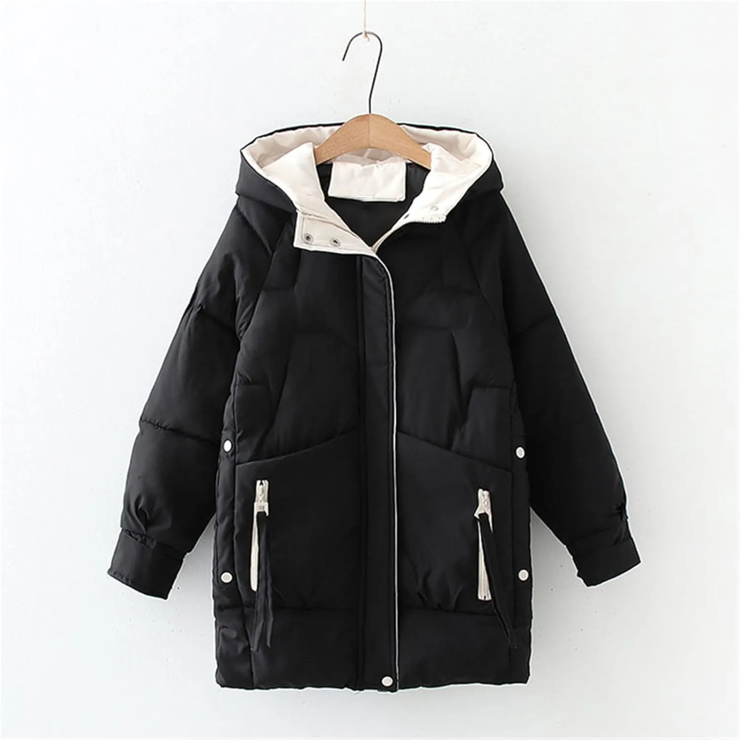 Women Winter Warm Thick Hooded Cotton Down Jacket Long Padded Parka For Women Oversize Winter Loose Cotton Coat