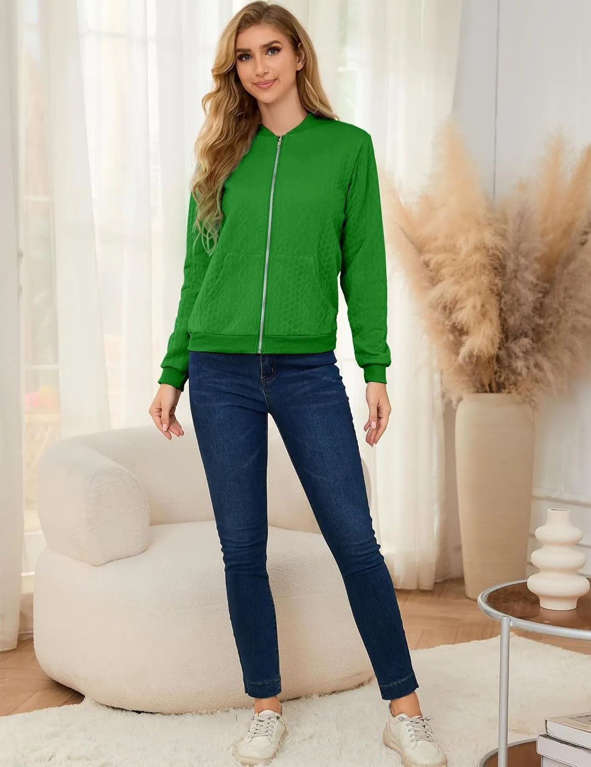 Womens Full Zip Up Cardigan Sweater Casual Solid Long Sleeve Sweatshirt Coat with Pocket