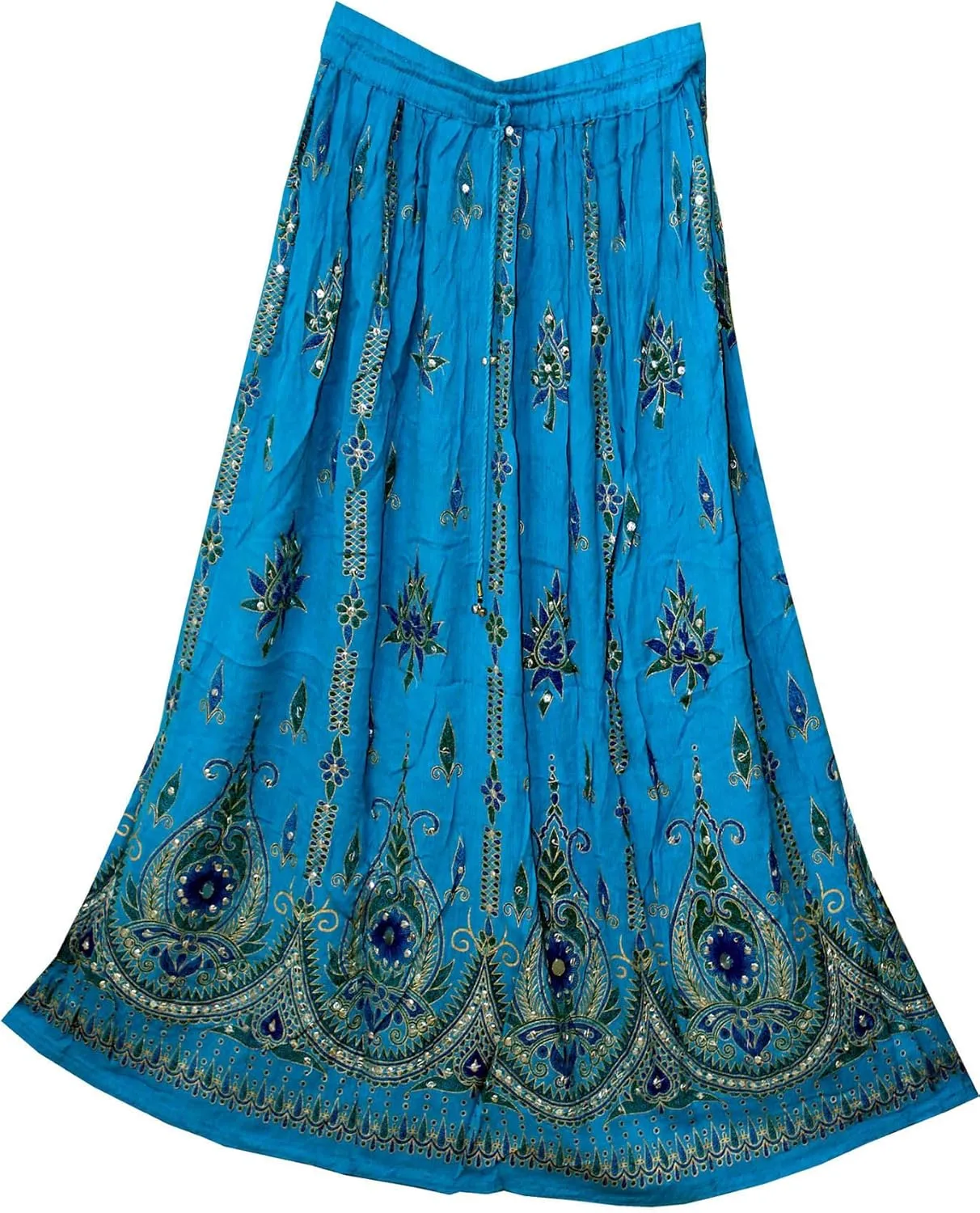 Women's Long Bohemian Maxi Skirt - Gypsy Hippie Boho Chic Style Dress - Up to 6 Feet Tall Girl - Blue