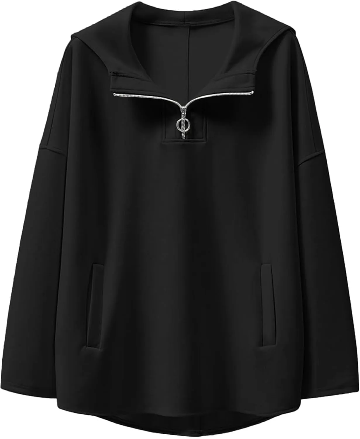 Women's Oversized Hoodies Casual Long Sleeve Half Zipper Pocket Sweatshirt Pullover Tops
