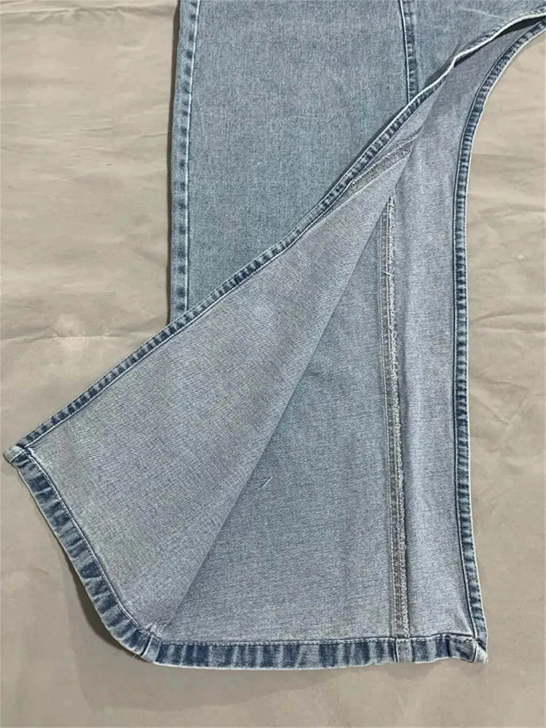 Women's Retro High Waisted Asymmetrical Midi Jean Skirts Fashion High Slit Denim Skirt