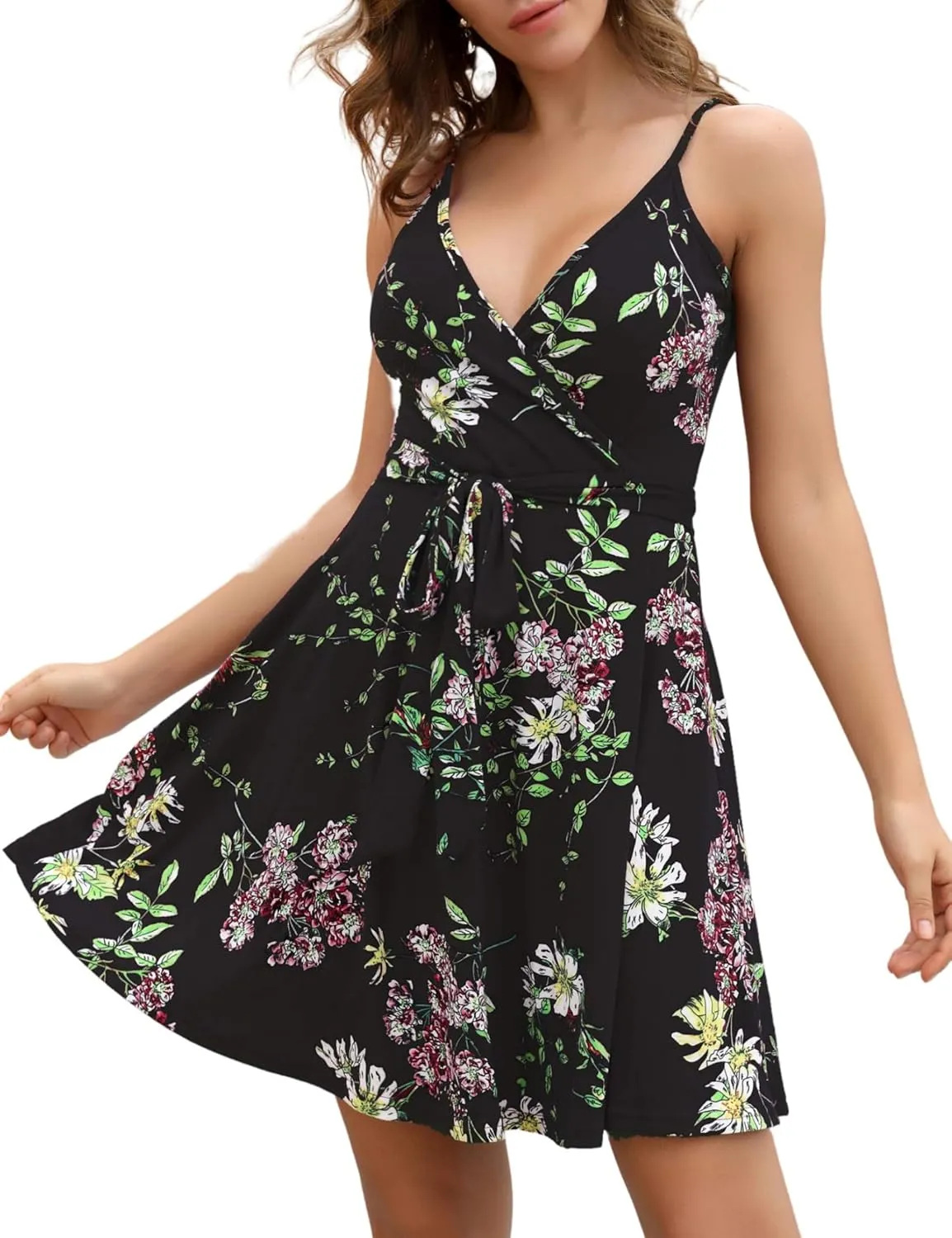 Women's Sexy Summer Mini Sun Dress Casual Cute Spaghetti Strap Short Fit Flare Sundress