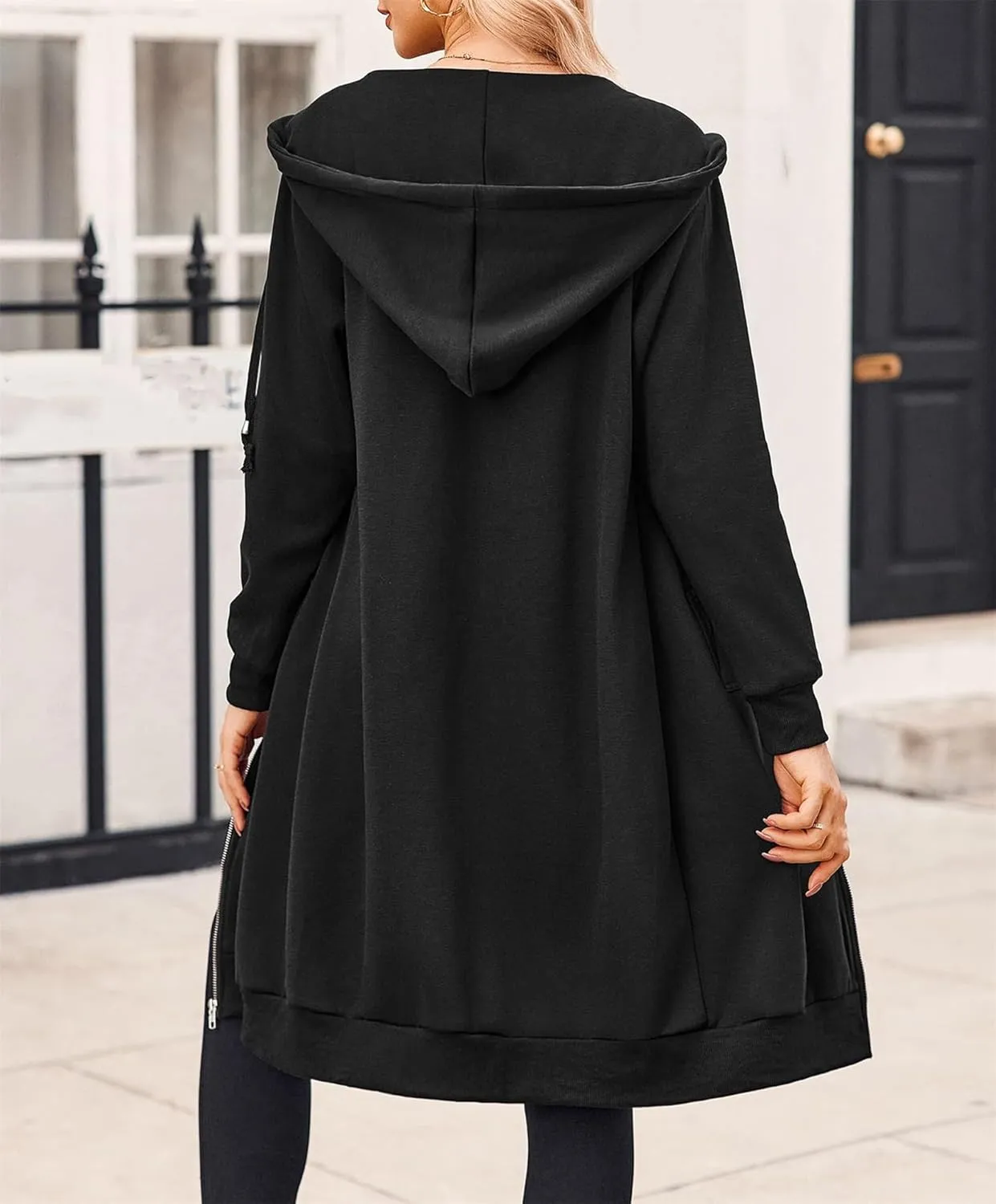 Womens Zip up Long Hoodie, Long Zip up Jacket Oversized Zip Sweatshirt, Womens Long Sweatshirt with Pockets