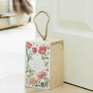 Wooden Block Door Stop - Home Is Where...