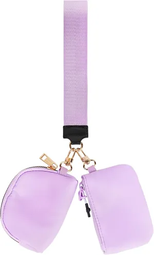 Wrist Keychain Mini Wallet for Women, Small Zip Wristlet Coin Purse with Dual Pouch, Chic Travel Organizer for Keys, Cards and Essentials, Light Purple