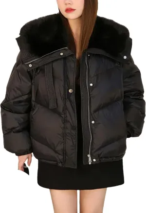 Yeuyyben Overcoat Parka Down Coat Padded Cotton-Padded Jacket Fur Collar Warm Down Cotton-Padded Jacket Winter Coat